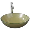 Image de vidaXL Lavabo de bain avec robinet et drain Ã  poussoir Verre trempÃ©