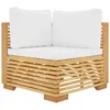 Image de Vidaxl CanapÃ© D'angle De Jardin Et Coussins CrÃ¨me Bois De Teck Massif