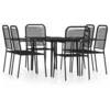 Image de Vidaxl Ensemble De Salle Ã Manger De Jardin 7 Pcs Noir