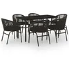 Image de Vidaxl Ensemble De Salle Ã Manger De Jardin 7 Pcs Noir