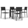 Image de Vidaxl Ensemble De Salle Ã Manger De Jardin 5 Pcs Noir