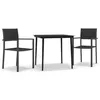 Image de Vidaxl Ensemble De Salle Ã Manger De Jardin 3 Pcs Noir