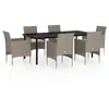 Image de Vidaxl Ensemble De Salle Ã Manger De Jardin Coussins 7 Pcs Beige/Noir