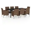 Image de Vidaxl Ensemble De Salle Ã Manger De Jardin Coussins 9 Pcs Marron/Noir