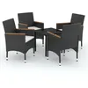 Image de Vidaxl Mobilier De Salle Ã Manger D'extÃ©rieur Avec Coussins 5 Pcs Noir