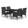 Image de Vidaxl Mobilier De Salle Ã Manger D'extÃ©rieur Avec Coussins 5 Pcs Noir