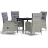 Image de Vidaxl Mobilier Ã DÃ®ner D'extÃ©rieur Avec Coussins 5 Pcs Gris Et Noir