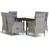 Image de Vidaxl Mobilier Ã DÃ®ner D'extÃ©rieur Avec Coussins 7 Pcs Gris Et Noir