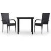 Image de Vidaxl Ensemble De Salle Ã Manger D'extÃ©rieur 3 Pcs Noir