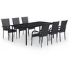Image de Vidaxl Ensemble De Salle Ã Manger De Jardin 7 Pcs Noir