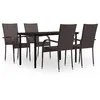 Image de Vidaxl Ensemble De Salle Ã Manger D'extÃ©rieur 5 Pcs Marron Et Noir