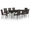 Image de Vidaxl Ensemble De Salle Ã Manger De Jardin 9 Pcs Marron Et Noir