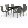 Image de Vidaxl Ensemble De Salle Ã Manger De Jardin 7 Pcs Gris Et Noir