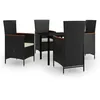 Image de Vidaxl Mobilier De Salle Ã Manger De Jardin Avec Coussins 5 Pcs Noir