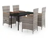 Image de Vidaxl Ensemble De Salle Ã Manger De Jardin Avec Coussins 5 Pcs Gris