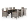 Image de Vidaxl Ensemble De Salle Ã Manger De Jardin Avec Coussins 9 Pcs Gris