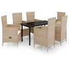 Image de Vidaxl Ensemble De Salle Ã Manger De Jardin Avec Coussins 7 Pcs Beige