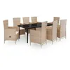 Image de Vidaxl Ensemble De Salle Ã Manger De Jardin Avec Coussins 9 Pcs Beige