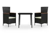 Image de Vidaxl Mobilier De Salle Ã Manger De Jardin Avec Coussins 3 Pcs Noir