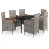 Image de Vidaxl Ensemble De Salle Ã Manger De Jardin Avec Coussins 7 Pcs Gris