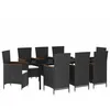 Image de Vidaxl Ensemble De Salle Ã Manger De Jardin Avec Coussins 9 Pcs Noir