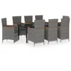 Image de Vidaxl Ensemble De Salle Ã Manger De Jardin Avec Coussins 9 Pcs Gris
