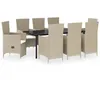 Image de Vidaxl Ensemble De Salle Ã Manger De Jardin Avec Coussins 9 Pcs Beige