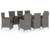 Image de Vidaxl Ensemble De Salle Ã Manger De Jardin Avec Coussins 9 Pcs Gris