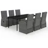 Image de Vidaxl Ensemble De Salle Ã Manger De Jardin Avec Coussins 7 Pcs Gris