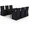 Image de Vidaxl Ensemble De Salle Ã Manger De Jardin Avec Coussins 7 Pcs Noir