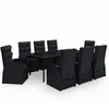 Image de Vidaxl Ensemble De Salle Ã Manger De Jardin Avec Coussins 9 Pcs Noir