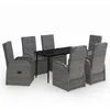 Image de Vidaxl Ensemble De Salle Ã Manger De Jardin Avec Coussins 7 Pcs Gris