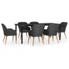 Image de Vidaxl Ensemble De Salle Ã Manger De Jardin Avec Coussins 7 Pcs Noir