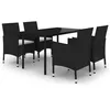 Image de Vidaxl Mobilier Ã DÃ®ner De Jardin Coussins 5 Pcs RÃ©sine TressÃ©e Verre
