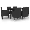 Image de Vidaxl Mobilier Ã DÃ®ner De Jardin Coussins 7 Pcs RÃ©sine TressÃ©e Verre
