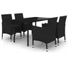 Image de Vidaxl Mobilier Ã DÃ®ner De Jardin Coussins 5 Pcs RÃ©sine TressÃ©e Verre