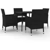 Image de Vidaxl Mobilier Ã DÃ®ner De Jardin Coussins 5 Pcs RÃ©sine TressÃ©e Verre