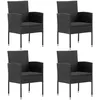 Image de Vidaxl Chaises De Jardin Coussins Noir Lot De 4 Noir RÃ©sine TressÃ©e