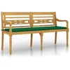 Image de Vidaxl Banc Batavia Avec Coussin Vert 150 Cm Bois De Teck Massif