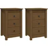 Image de vidaXL Tables de chevet 2pcs Marron miel 40x35x61,5 cm Bois pin massif