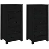 Image de vidaXL Buffets 2 pcs Noir 40x35x80 cm Bois massif de pin