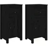 Image de vidaXL Buffets 2 pcs Noir 40x35x80 cm Bois massif de pin