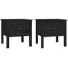 Image de vidaXL Tables d'appoint 2 pcs Noir 50x50x49 cm Bois massif de pin