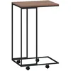 Image de vidaXL Table d'appoint avec roues Noir 40x30x63,5 cm Bois d'ingÃ©nierie