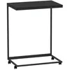 Image de vidaXL Table d'appoint avec roues Noir 55x35x70 cm Bois d'ingÃ©nierie