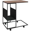 Image de vidaXL Table d'appoint avec roues Noir 55x36x63,5 cm Bois d'ingÃ©nierie