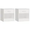 Image de vidaXL Tables de chevet 2 pcs avec tiroir Blanc brillant