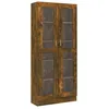 Image de Armoire Ã Vitrine 82,5x30,5x185,5 Cm ChÃªne FumÃ© Bois ContreplaquÃ© 2 Portes Verre