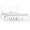 Image de vidaXL Cadre de lit Blanc Bois de pin massif 140x190 cm