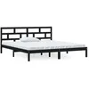 Image de vidaXL Cadre de lit Noir Bois de pin massif 140x190 cm